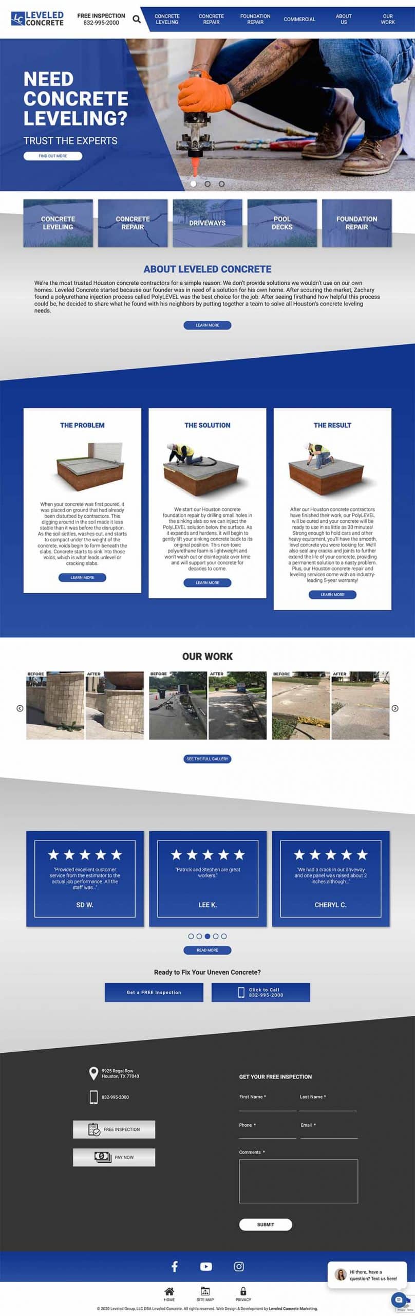 Leveled Concrete Mobile-First Website
